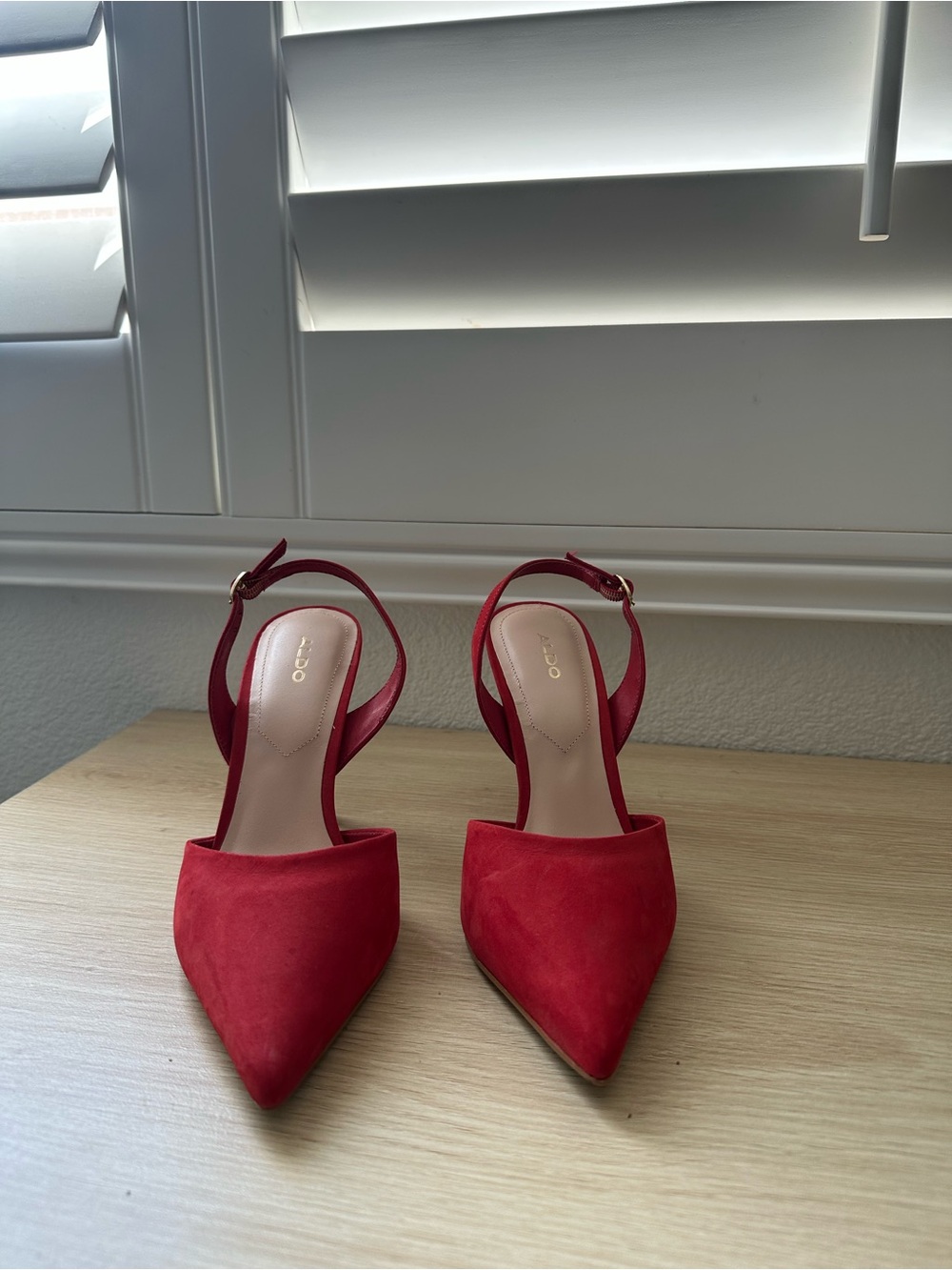 ALDO Red Suede Pointed-Toe Slingback Pumps - Picture 6 of 7